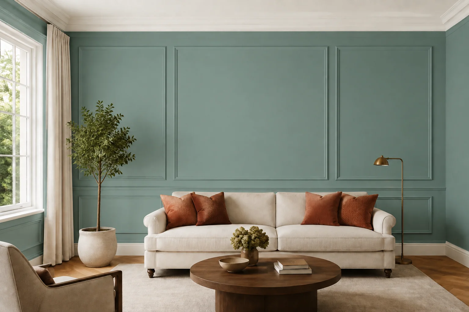 Klassisches Wohnzimmer in Aegean Teal
