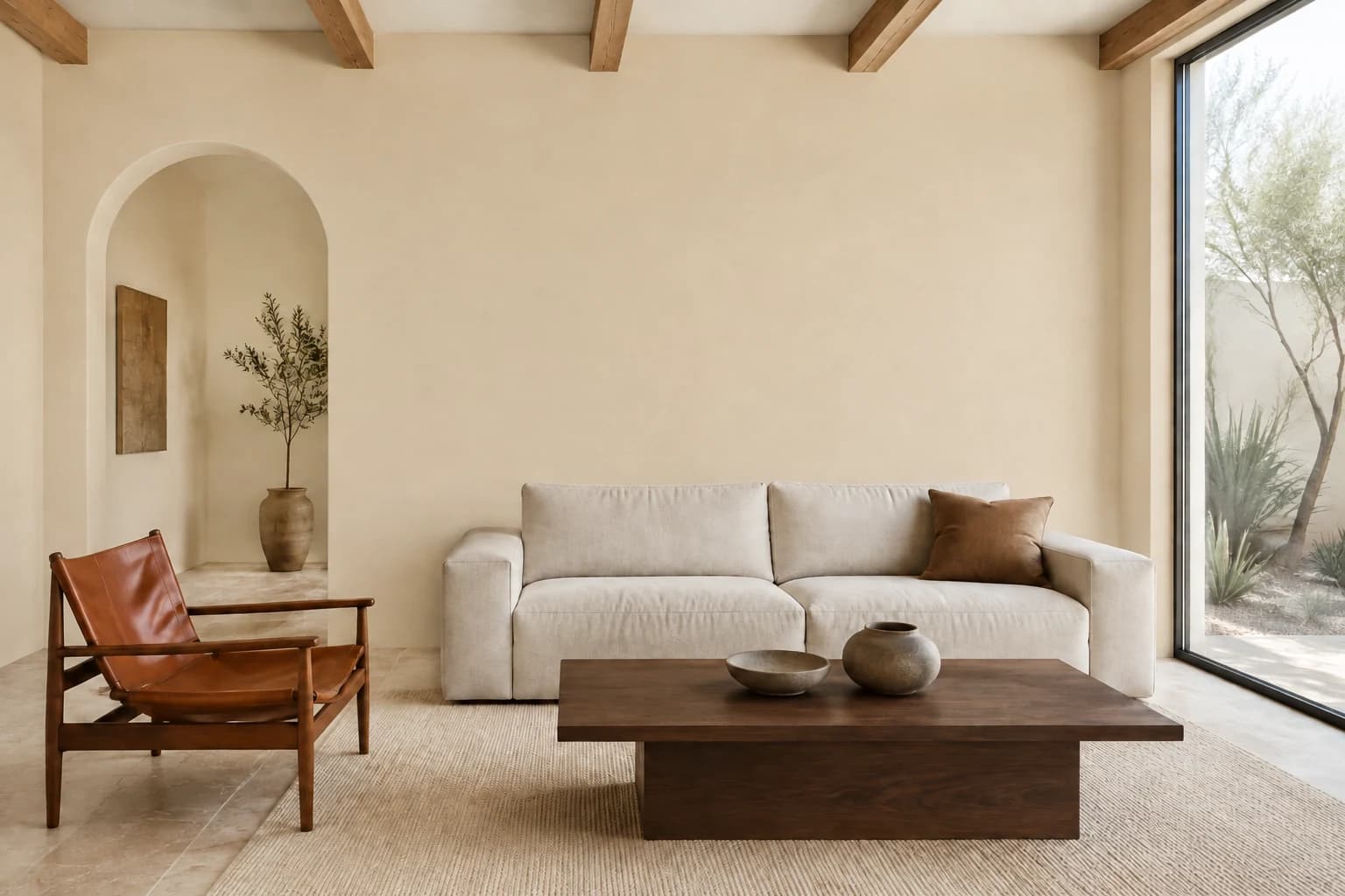 Southwestern living room repainted in Desert Suede by Dunn-Edwards