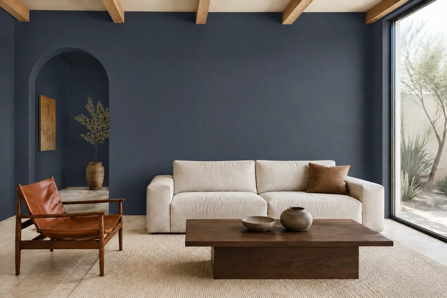 Southwestern living room repainted in Dark & Stormy by Dunn-Edwards