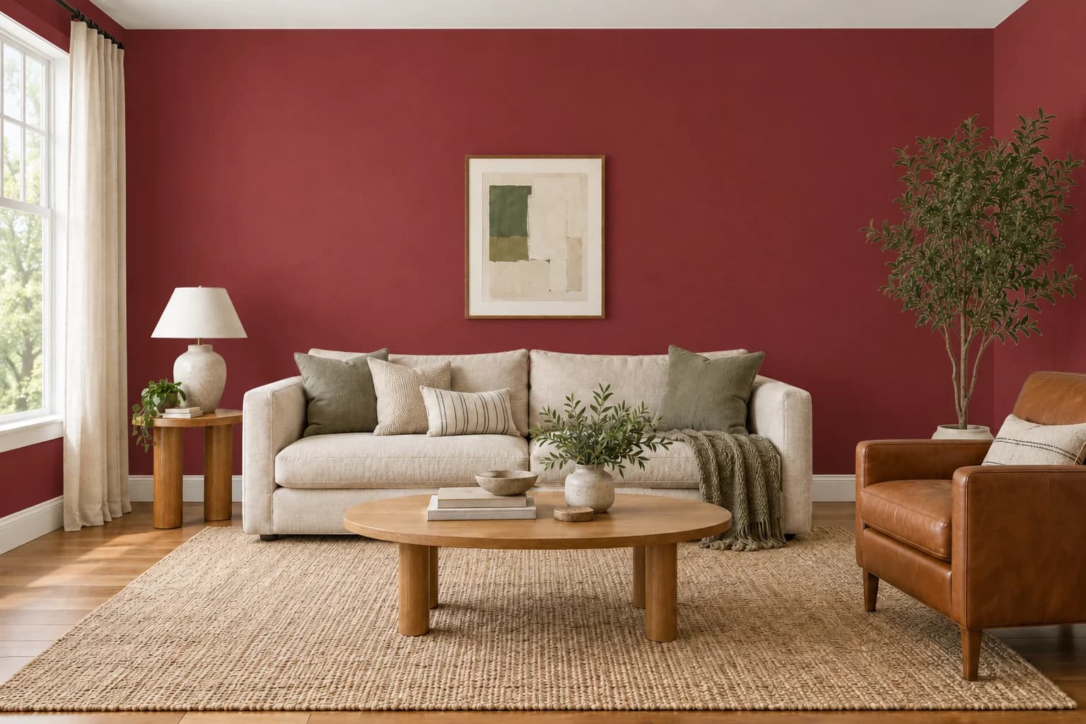 Living room repainted in Red Delicious by Glidden
