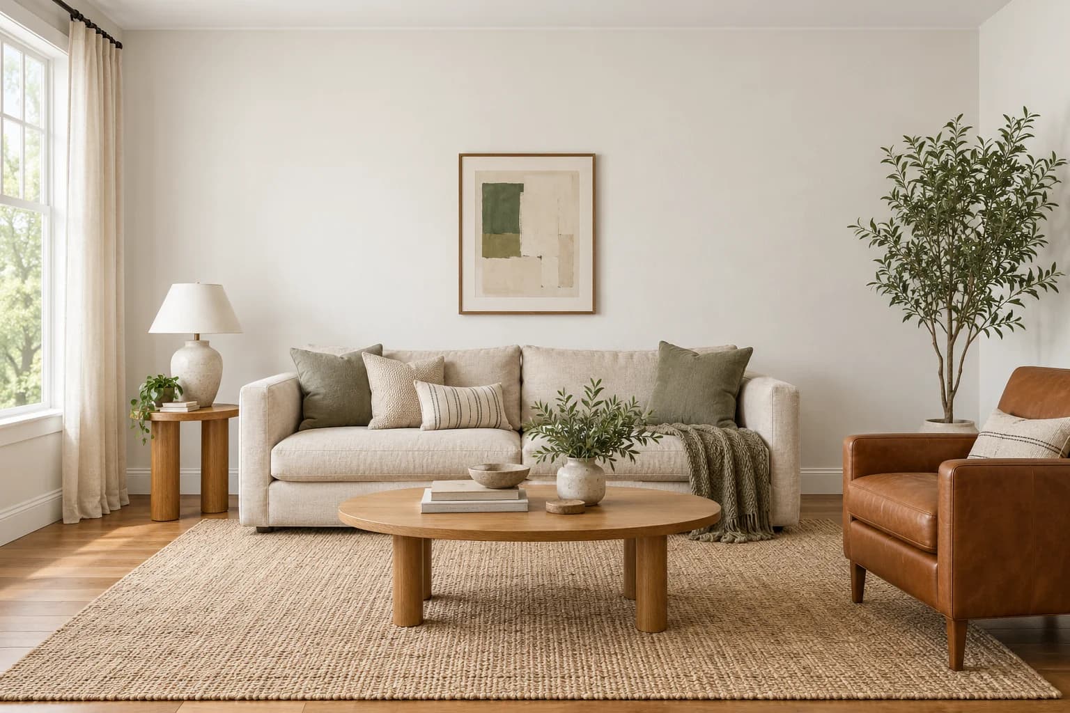 Living room repainted in Swan White by Glidden