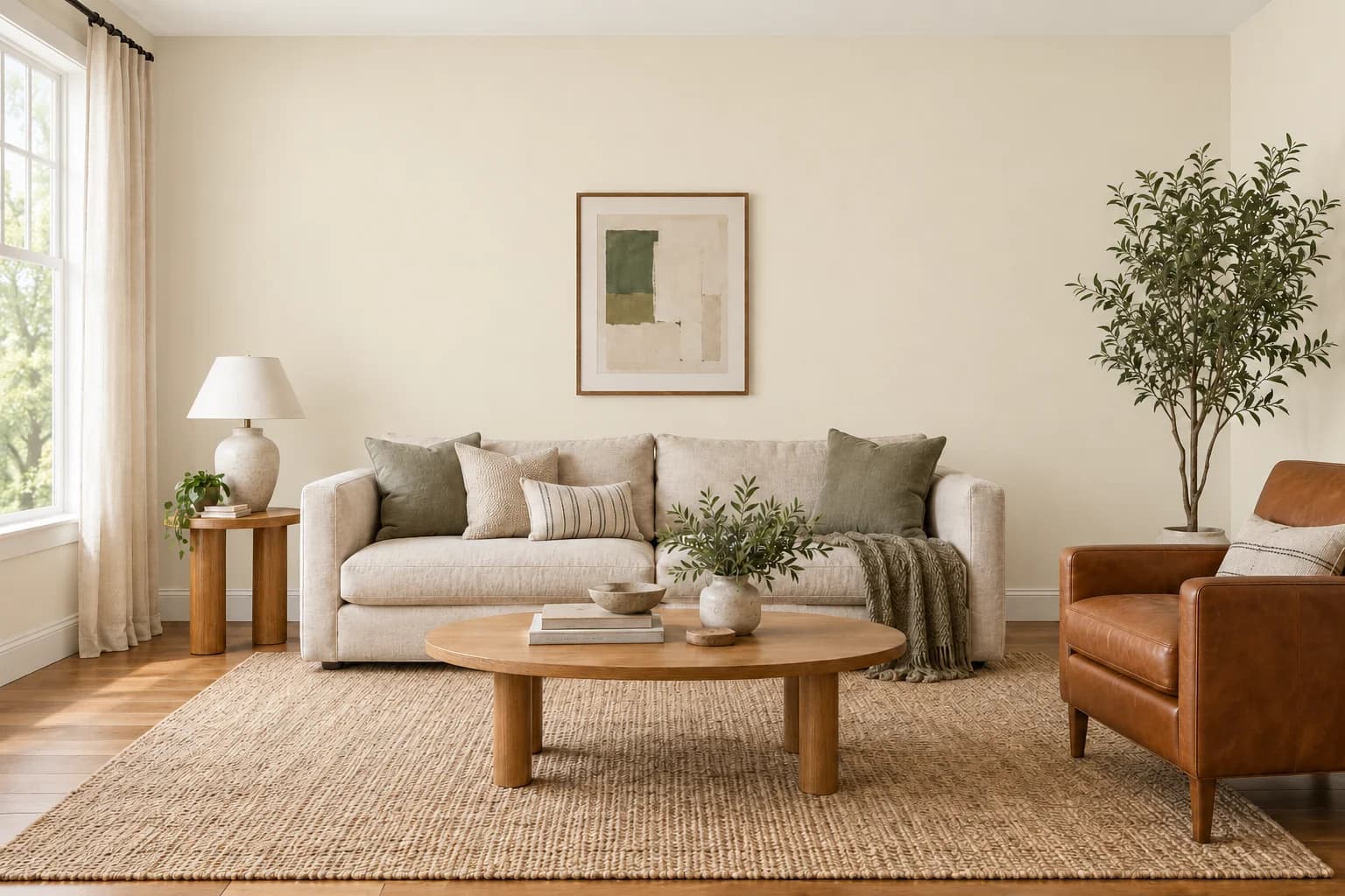 Living room repainted in Antique White by Glidden