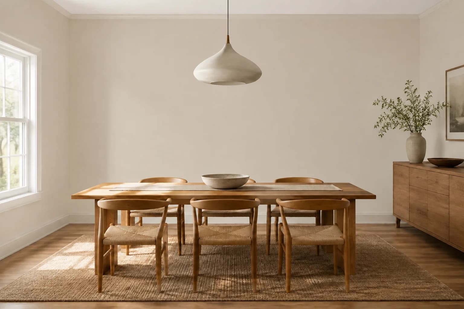 Esszimmer mit einem neuen Anstrich in Accessible Beige von Sherwin-Williams