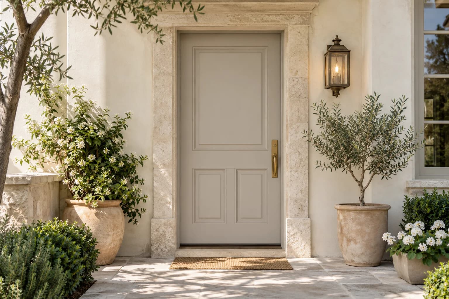 Front door featuring Agreeable Gray paint