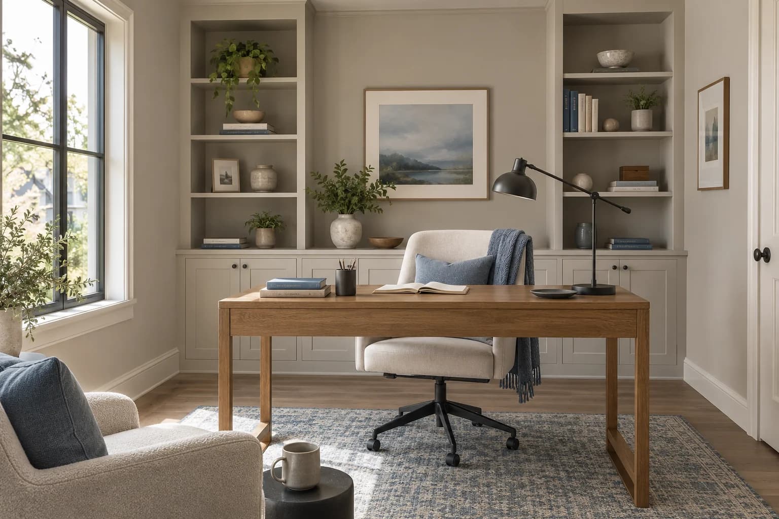 Home office featuring Agreeable Gray paint