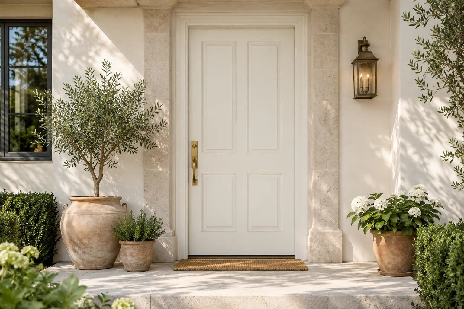 Front door featuring Alabaster paint