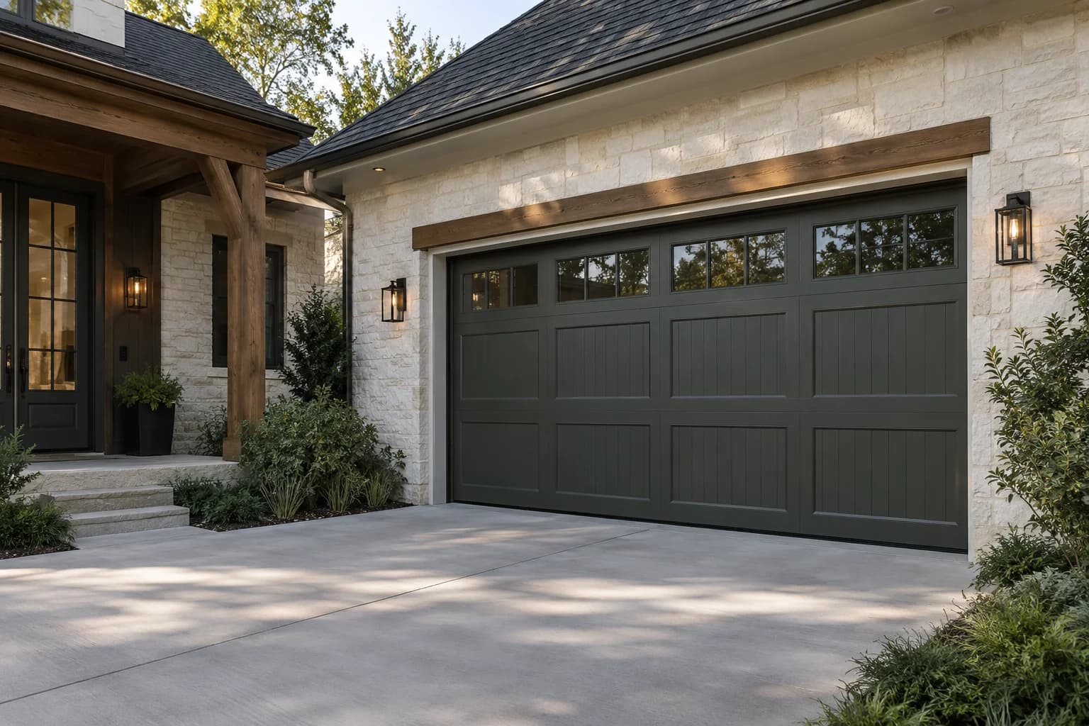 Garage door featuring Black Bamboo paint