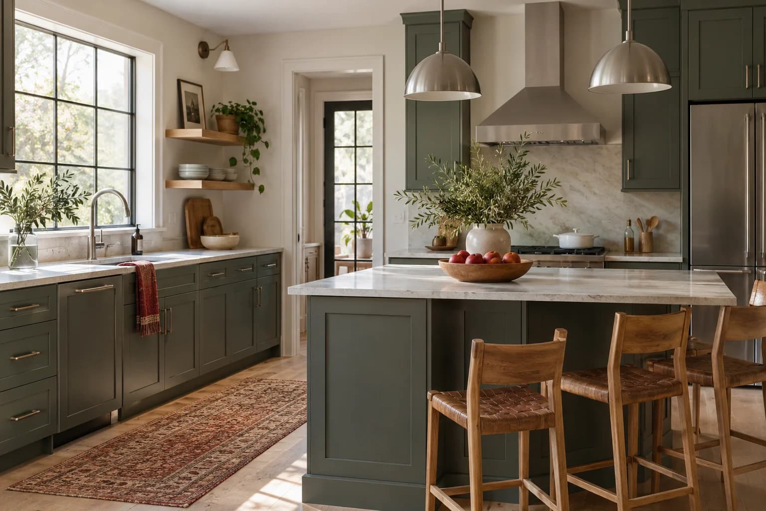Kitchen cabinets featuring Black Bamboo paint