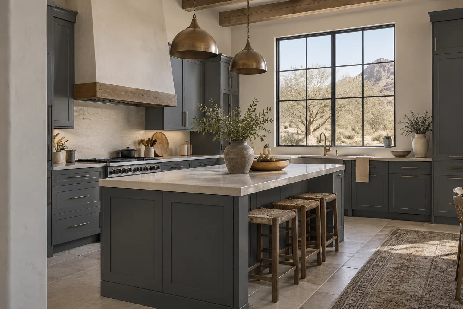 Kitchen cabinets featuring Cracked Pepper paint