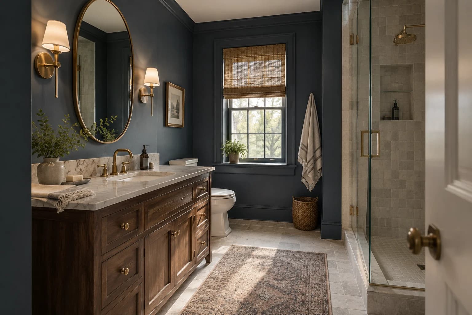 Bathroom featuring Midnight Blue paint