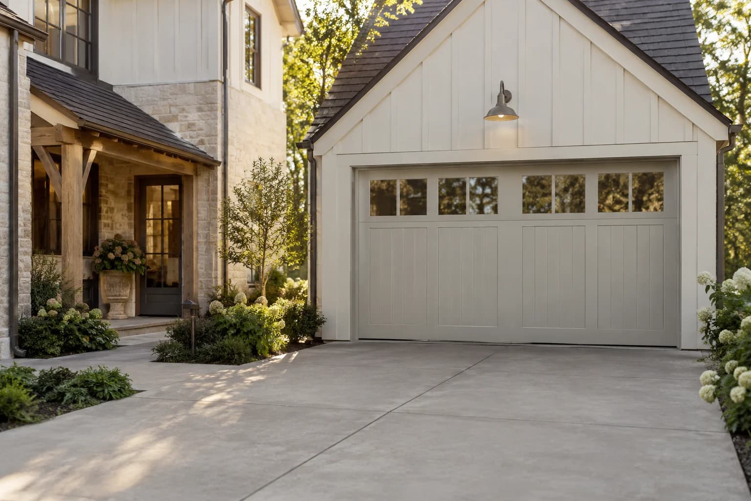 Garage door featuring Natural Gray paint