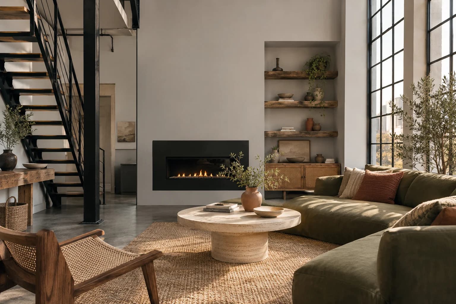 Natural Gray walls in an urban loft living room
