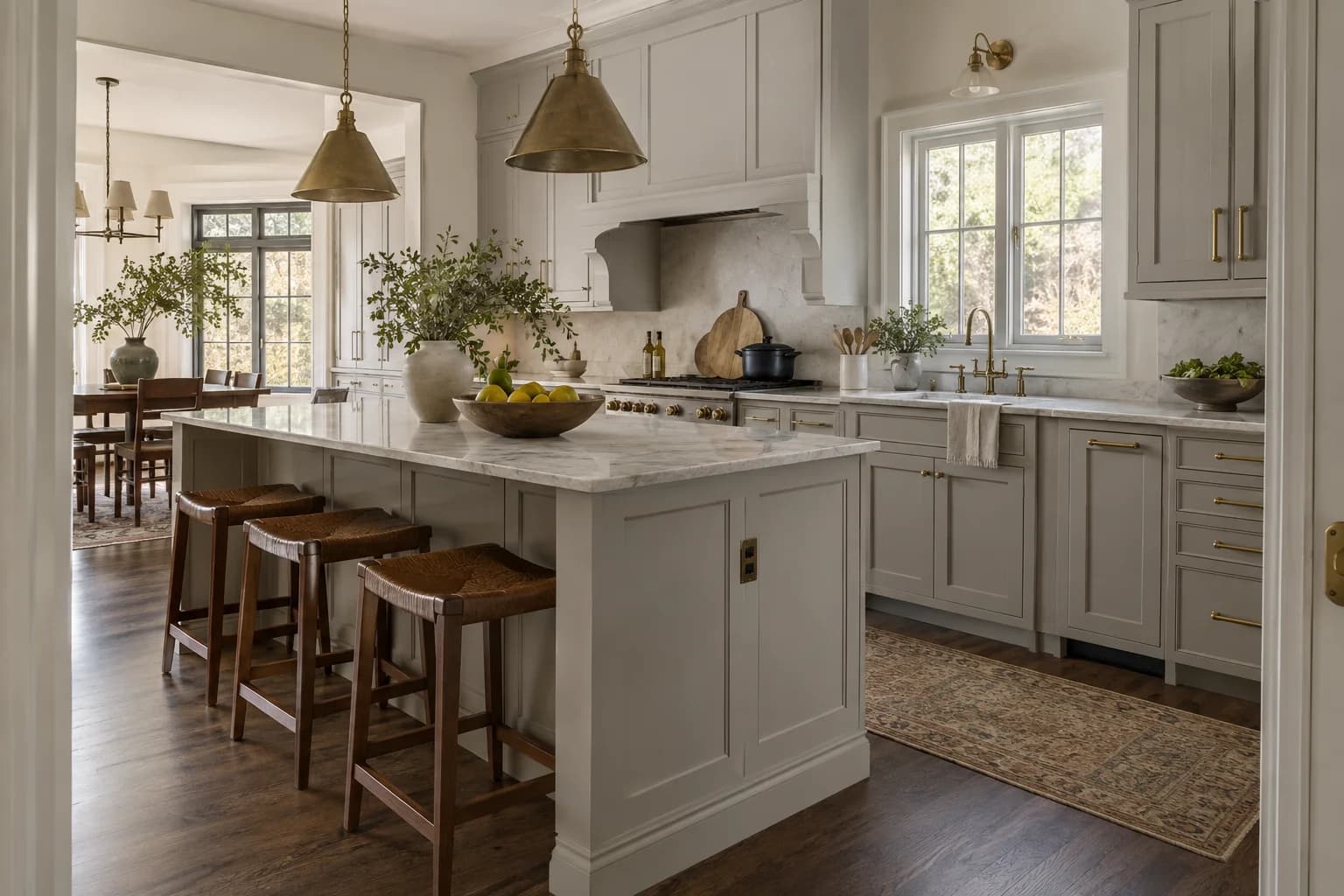 Kitchen cabinets featuring Natural Gray paint