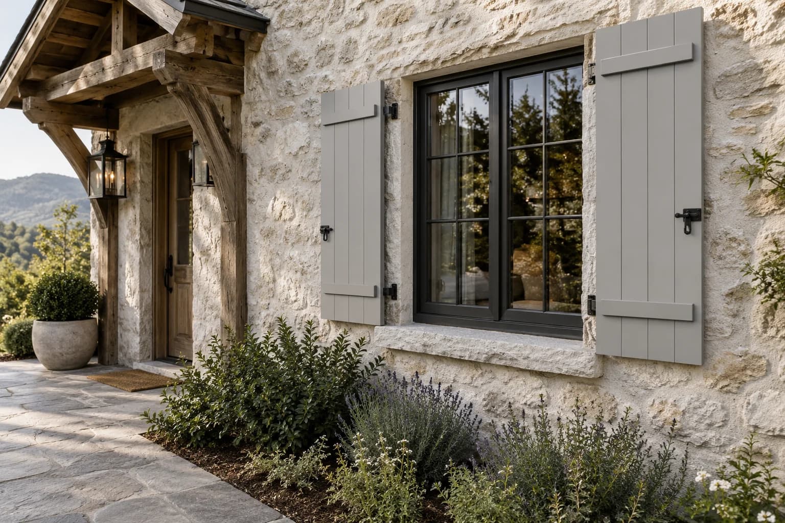 Shutters & trim featuring Natural Gray paint