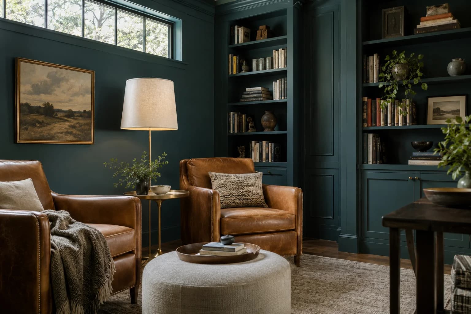 Ocean Abyss walls in a modern library sitting room