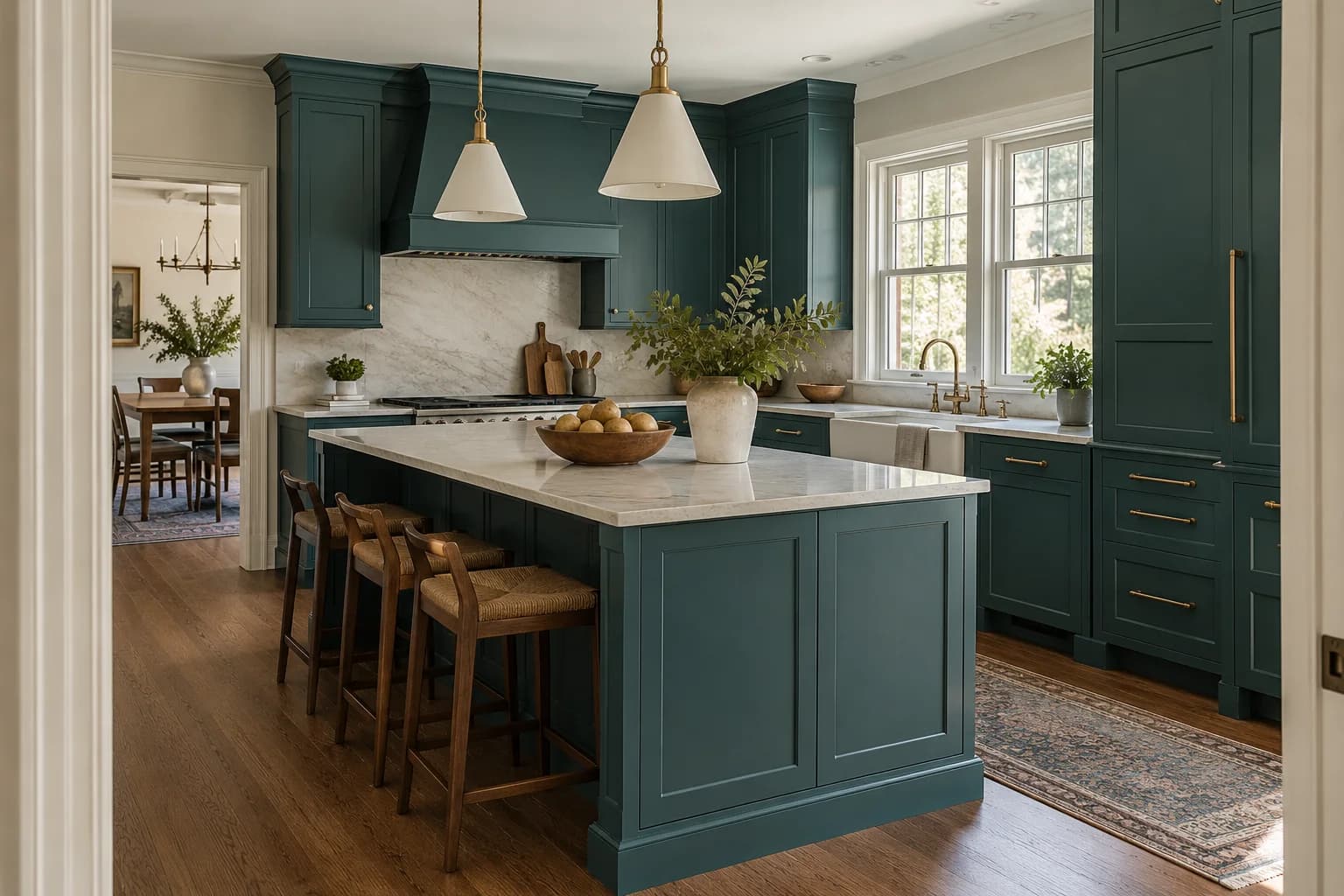 Kitchen cabinets featuring Ocean Abyss paint