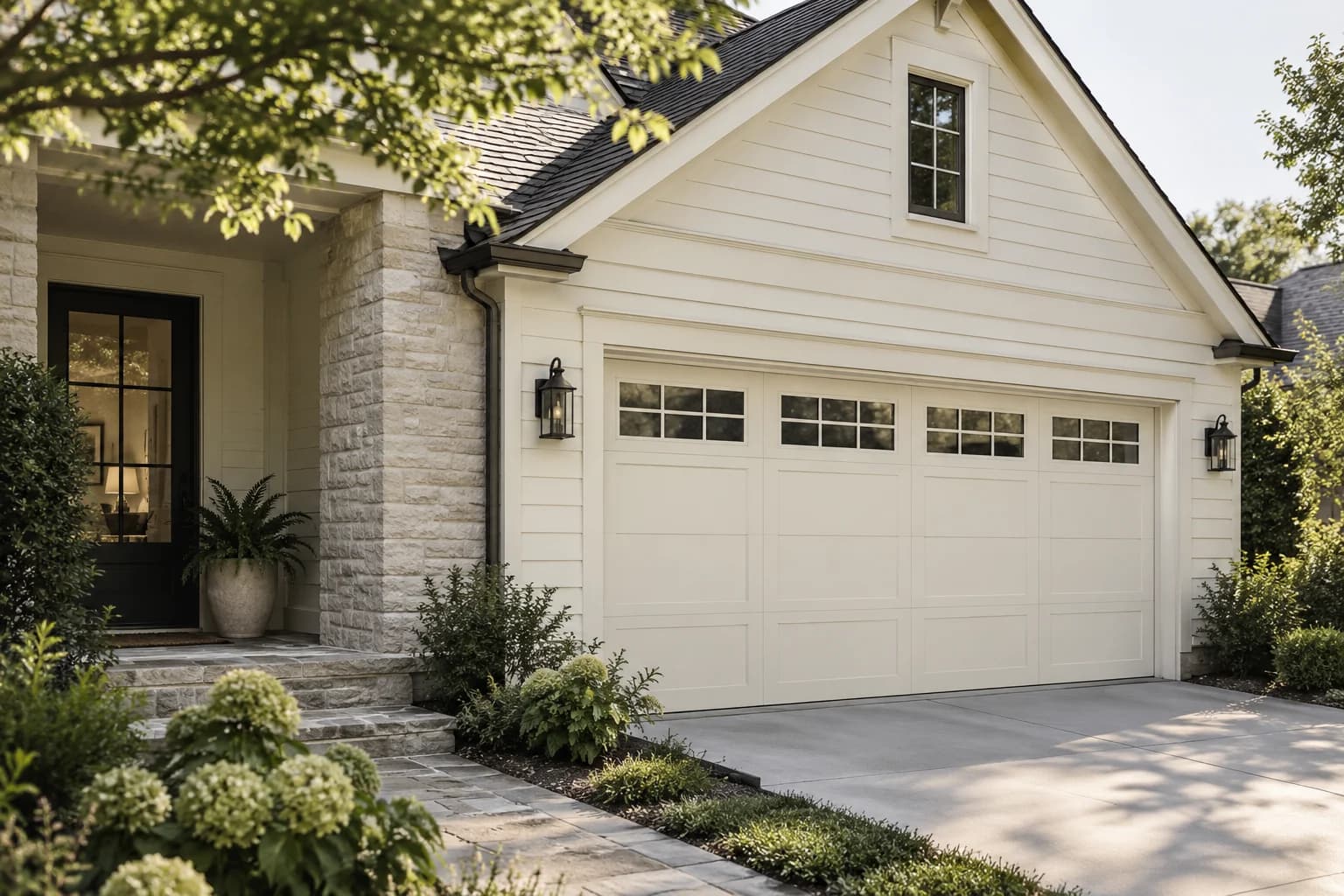 Garage door featuring Off White paint