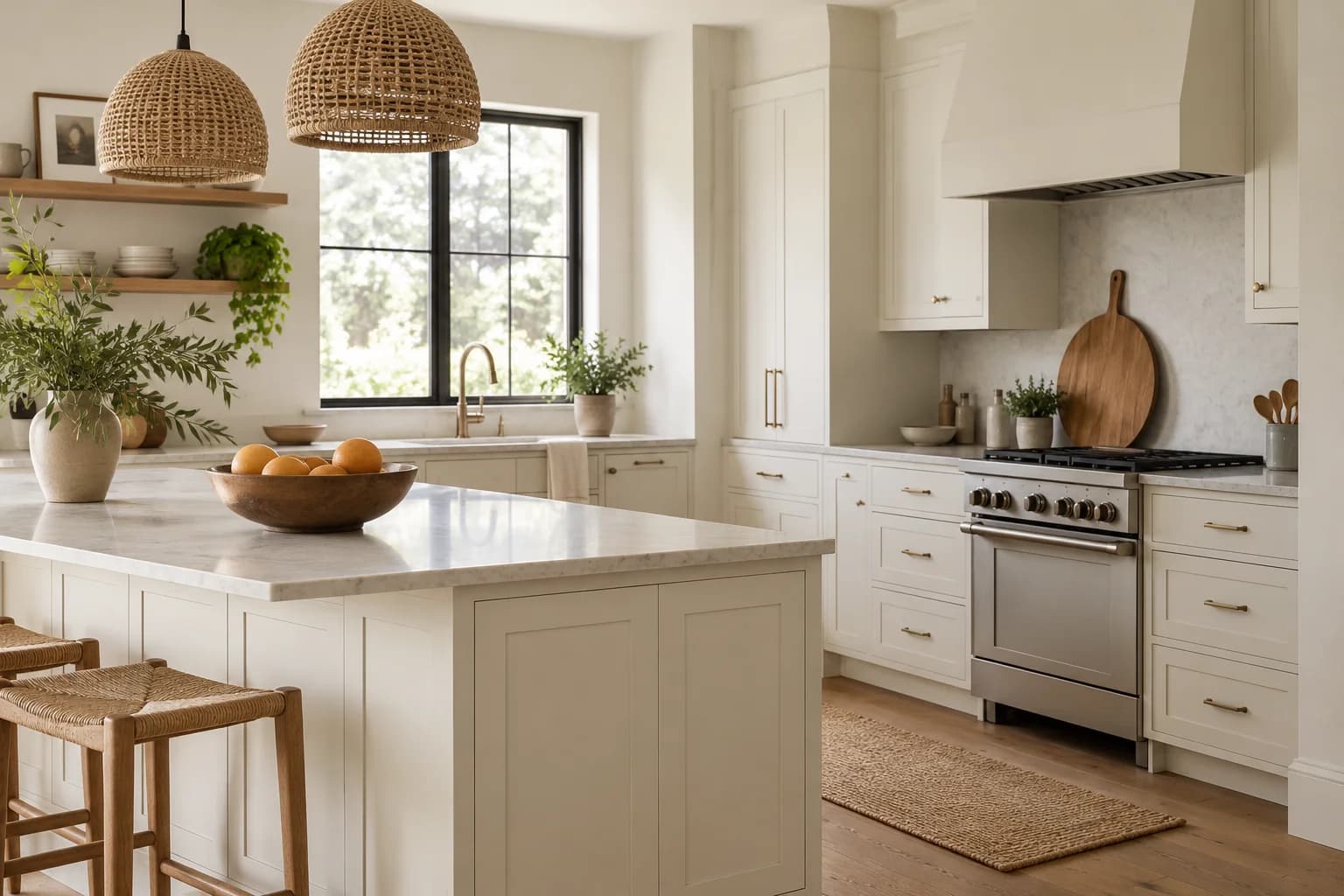 Kitchen cabinets featuring Off White paint