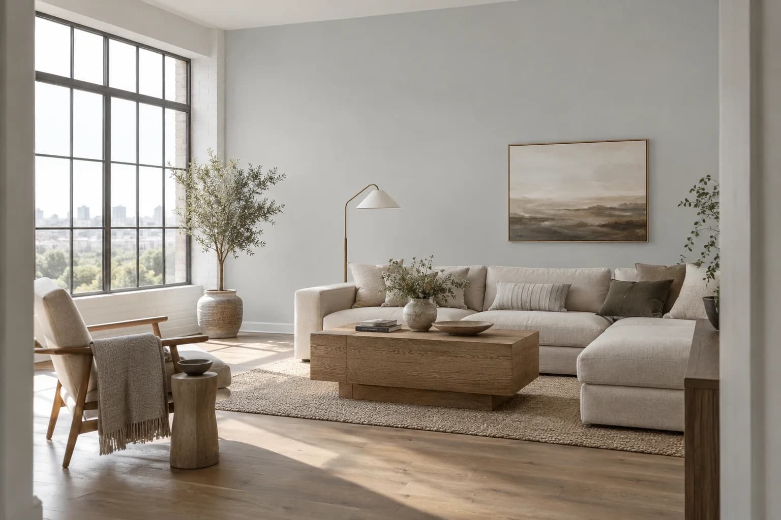 Silver Bullet walls in a minimalist loft living room