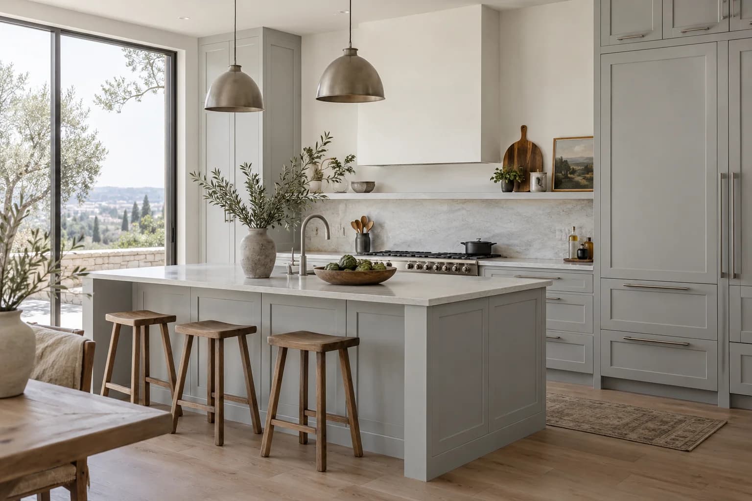 Kitchen cabinets featuring Silver Bullet paint