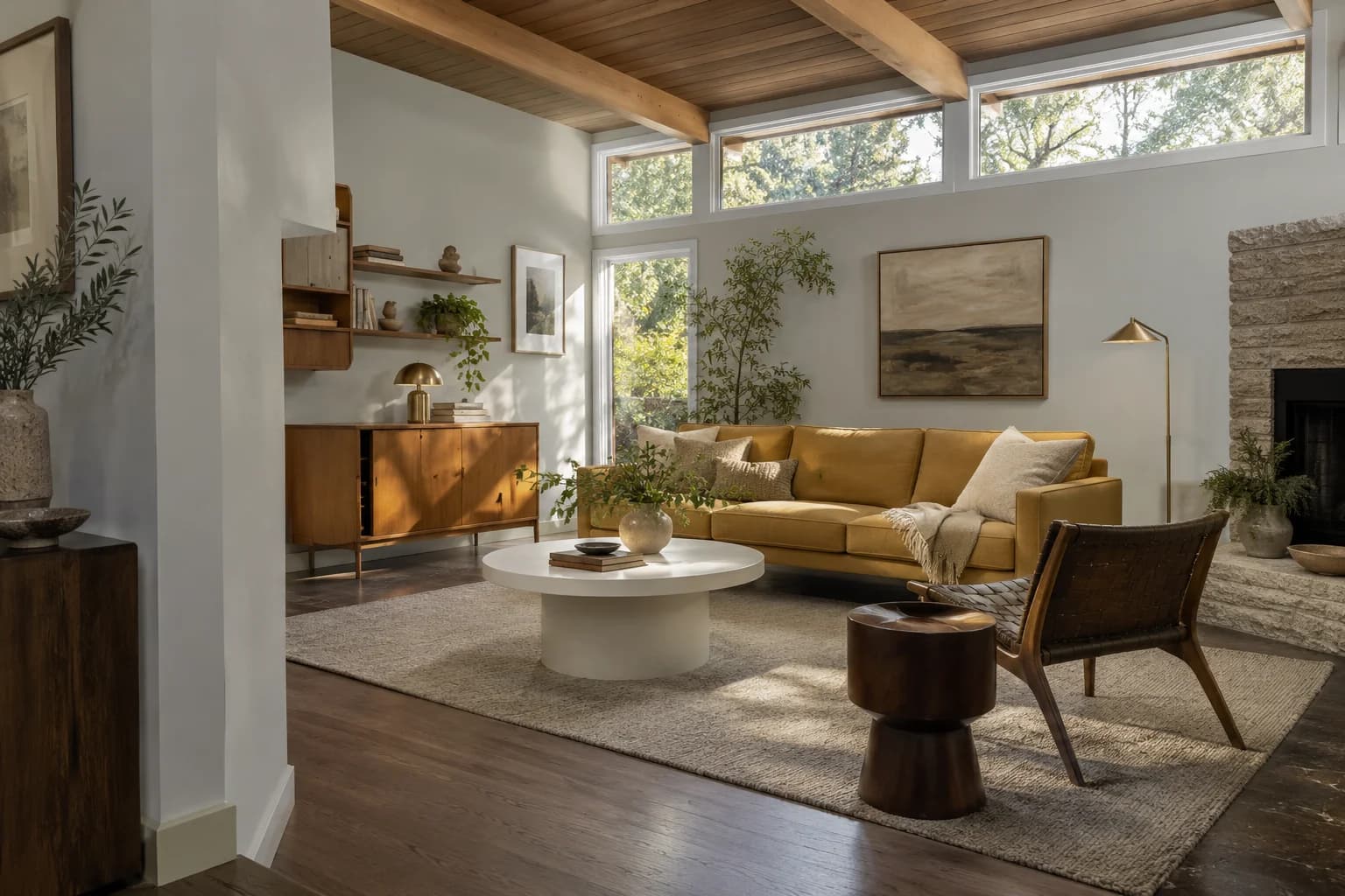 Silver City walls in a midcentury living room