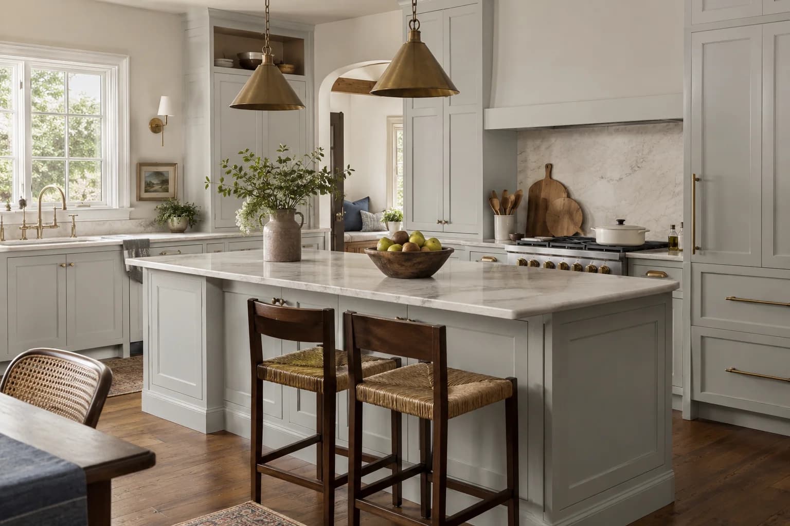Kitchen cabinets featuring Silver City paint