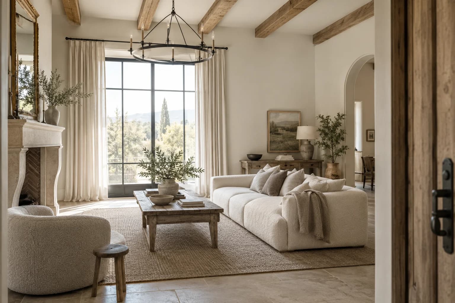 Silver Drop walls in a French country living room