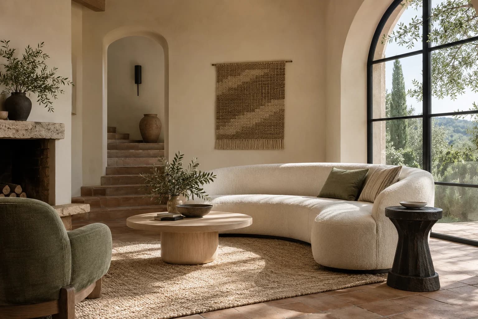 Spanish Sand walls in a Mediterranean living room