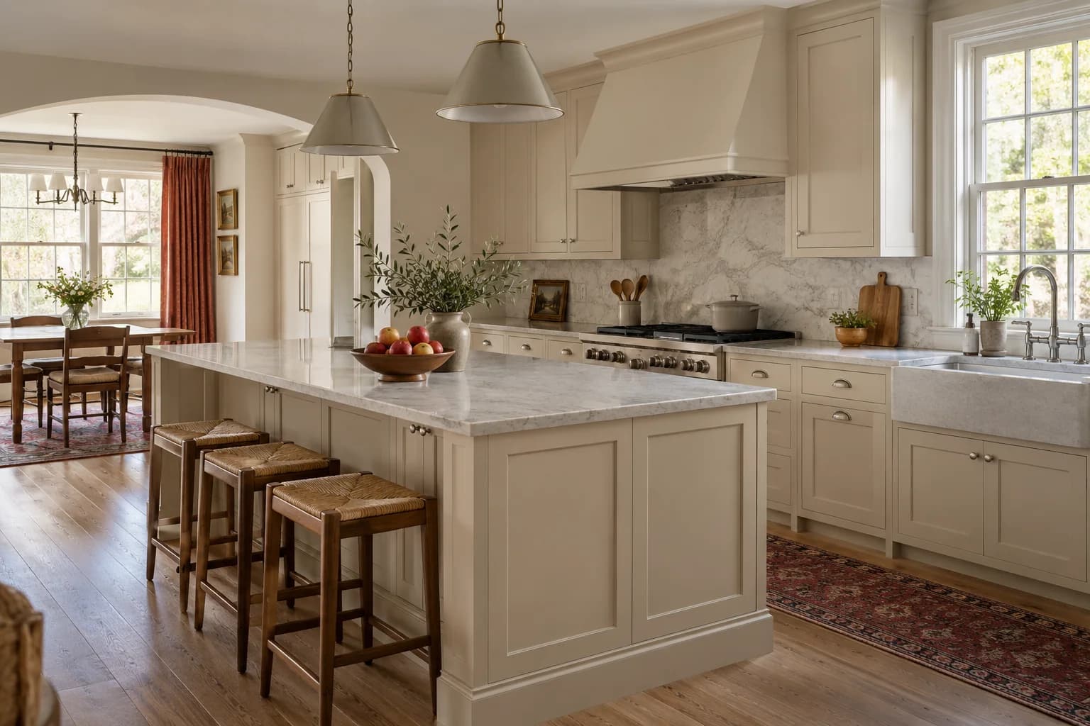 Kitchen cabinets featuring Spanish Sand paint