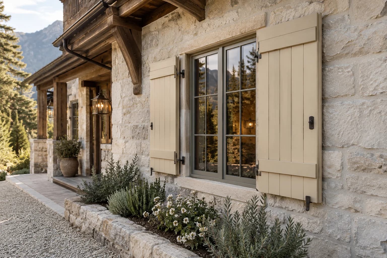 Shutters & trim featuring Spanish Sand paint