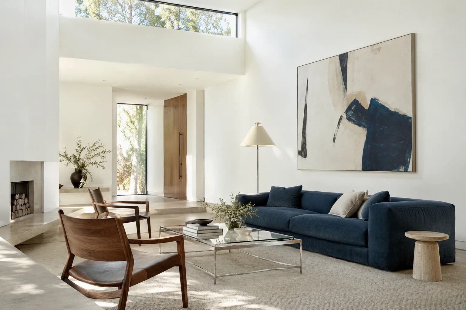 Ultra Pure White walls in a modern gallery living room