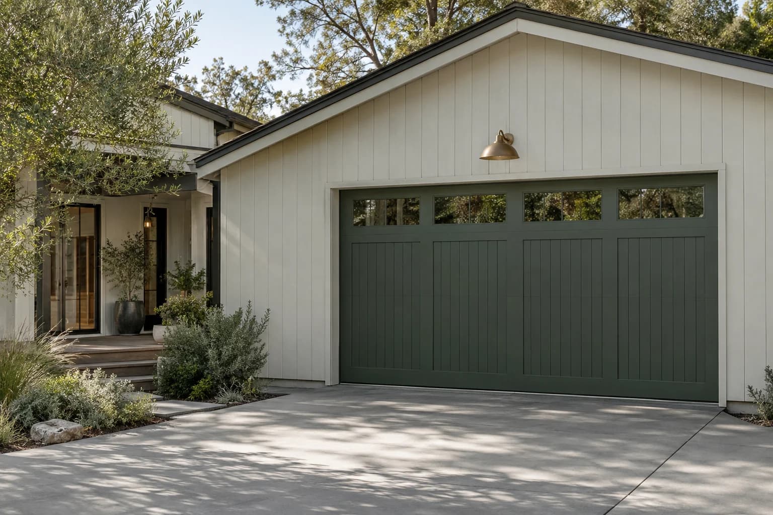 Garage door featuring Vine Leaf paint