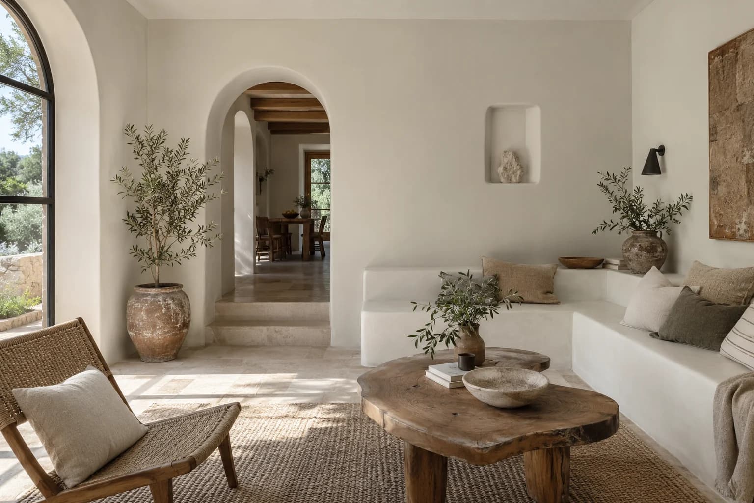 Classic Gray walls in a Mediterranean farmhouse living room
