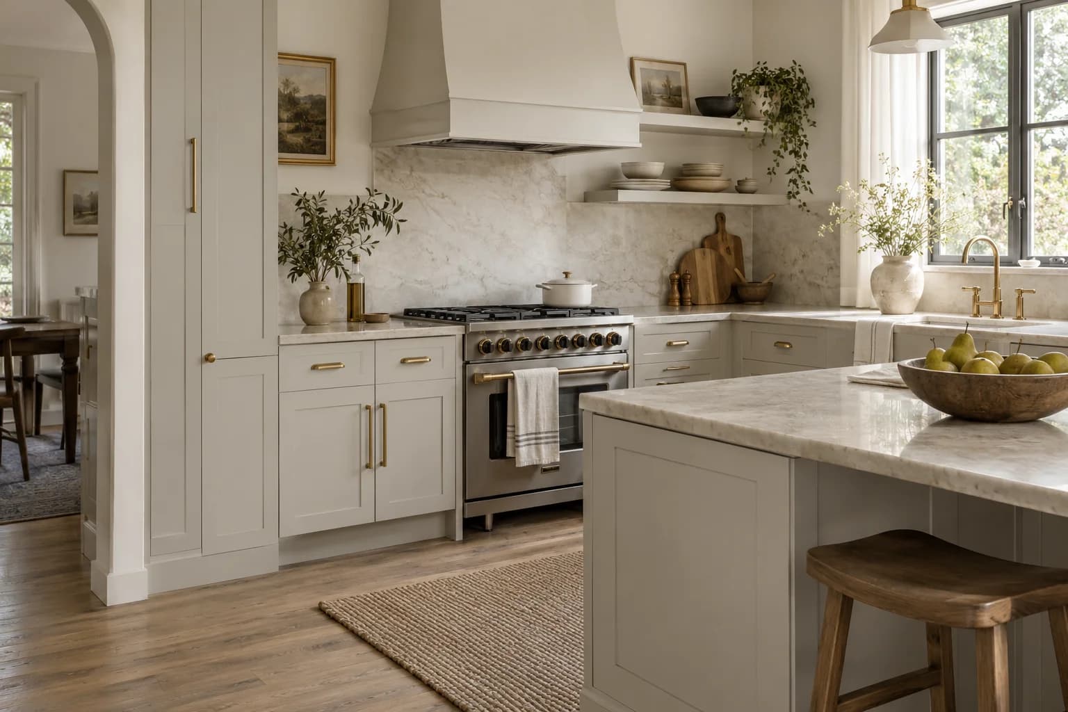 Kitchen cabinets featuring Classic Gray paint