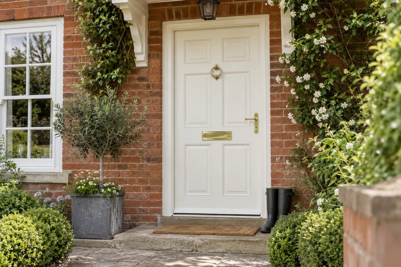 Front door featuring Cloud White paint