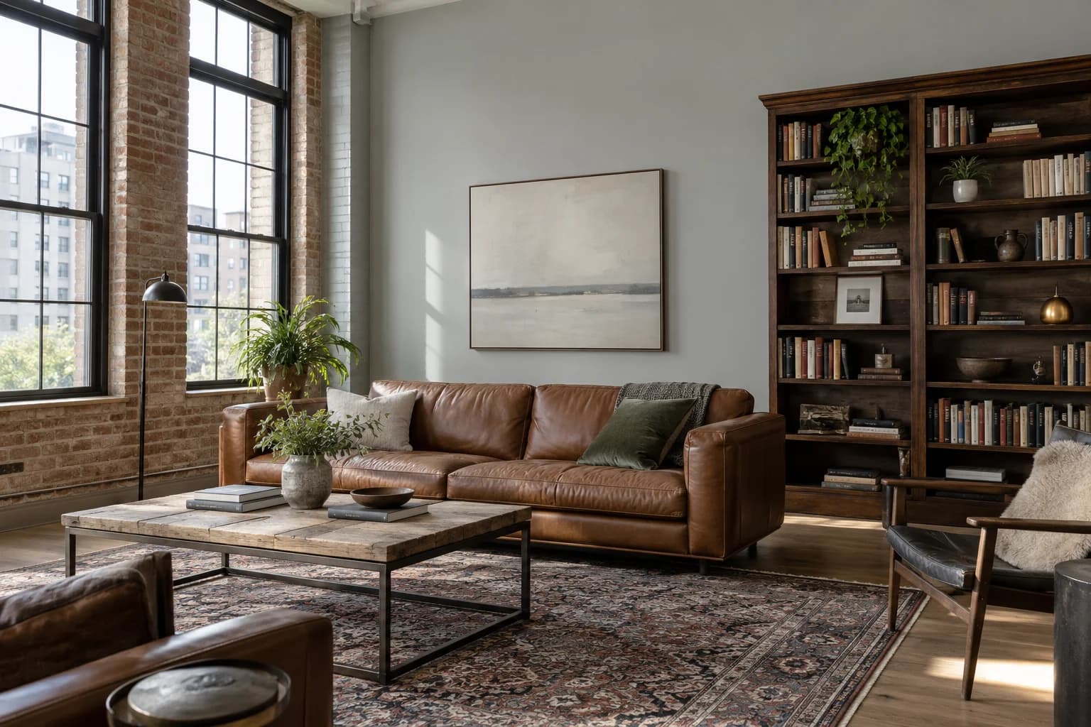 Coventry Gray walls in an urban industrial living room