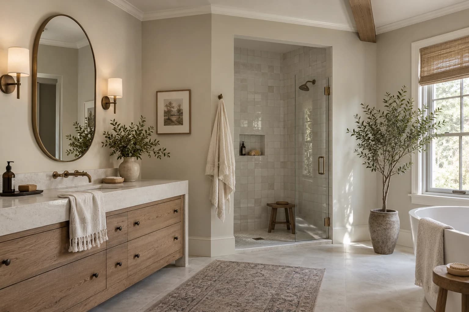 Bathroom featuring Edgecomb Gray paint