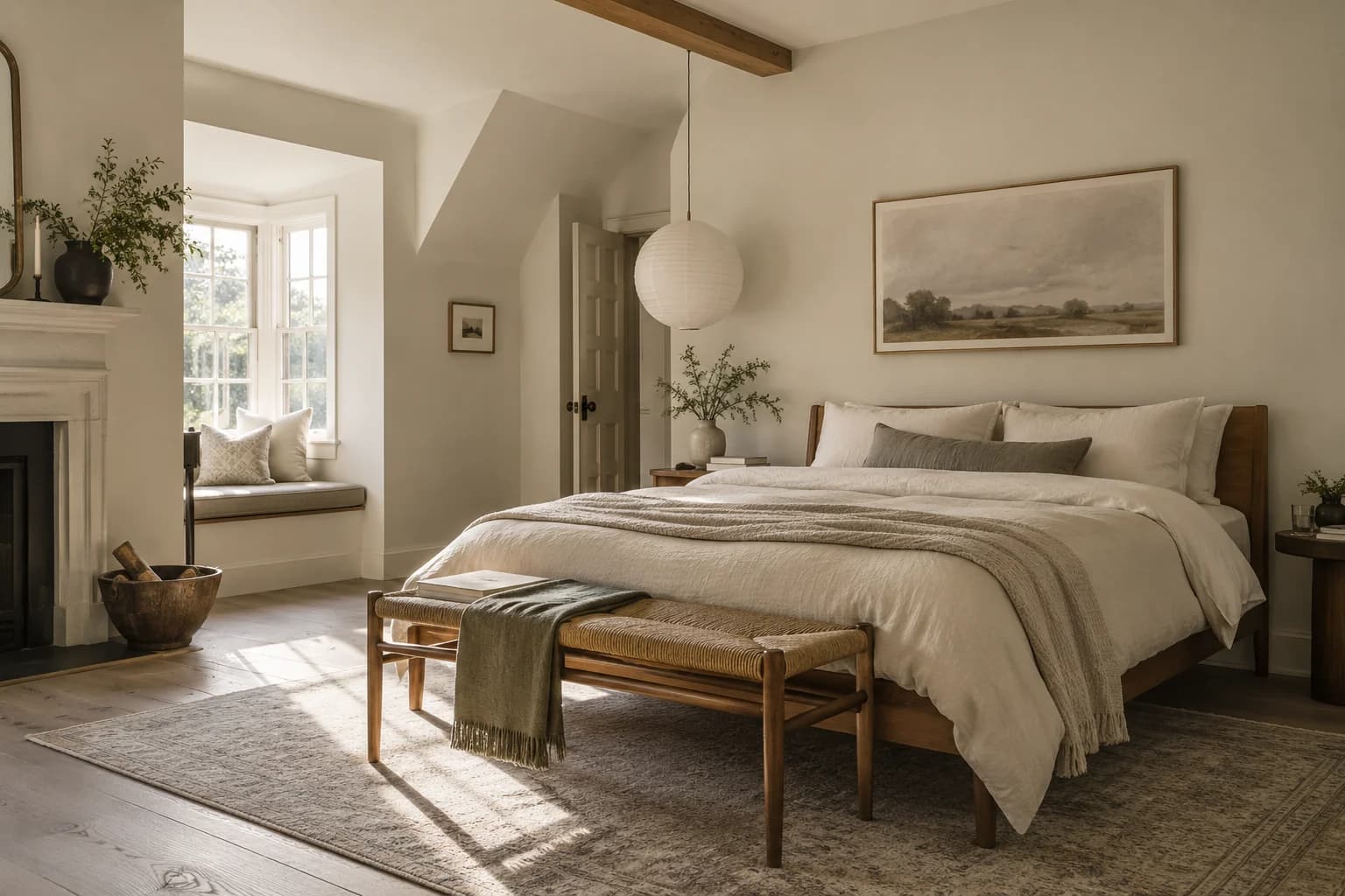 Bedroom featuring Edgecomb Gray paint