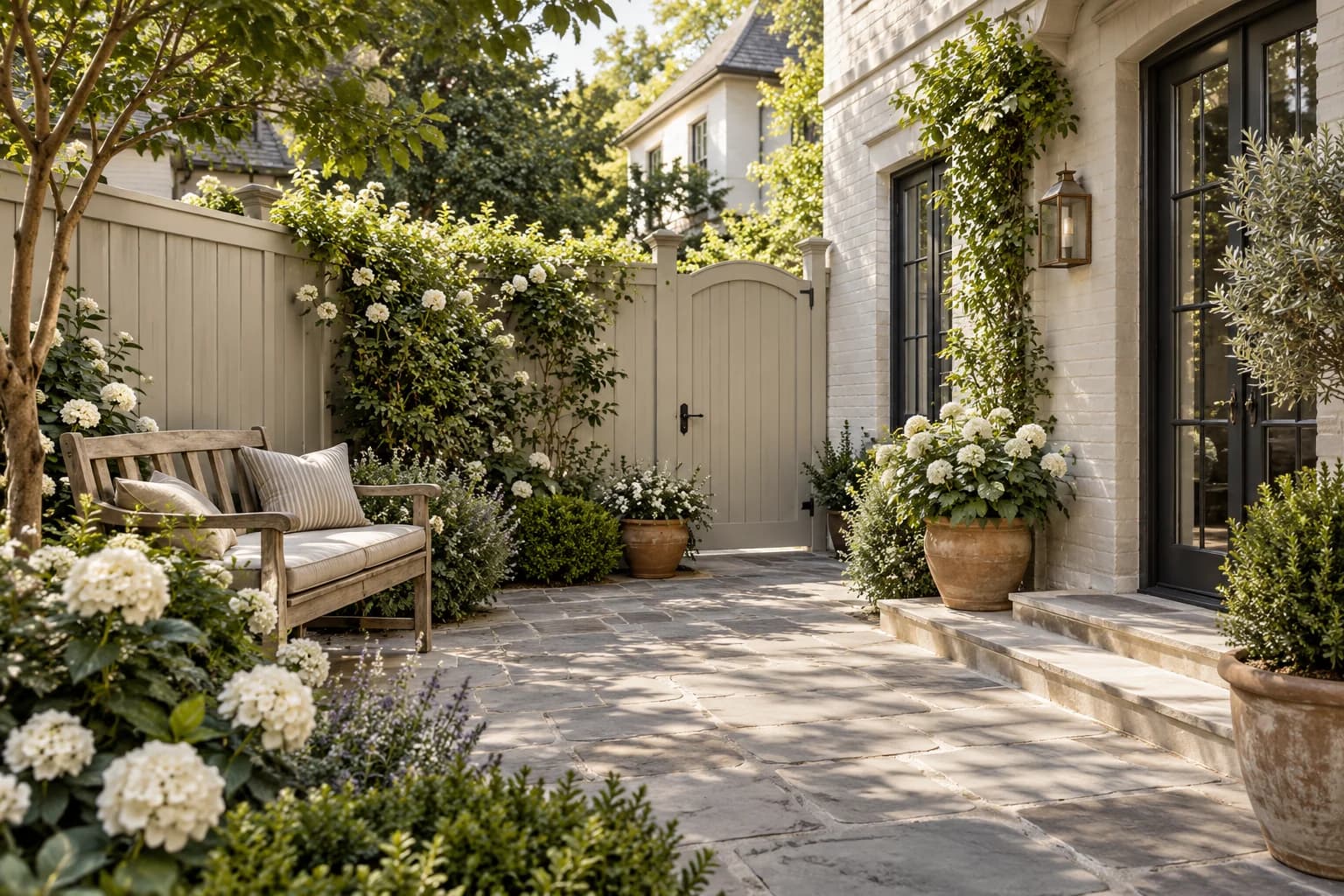 Fences & garden structures featuring Edgecomb Gray paint