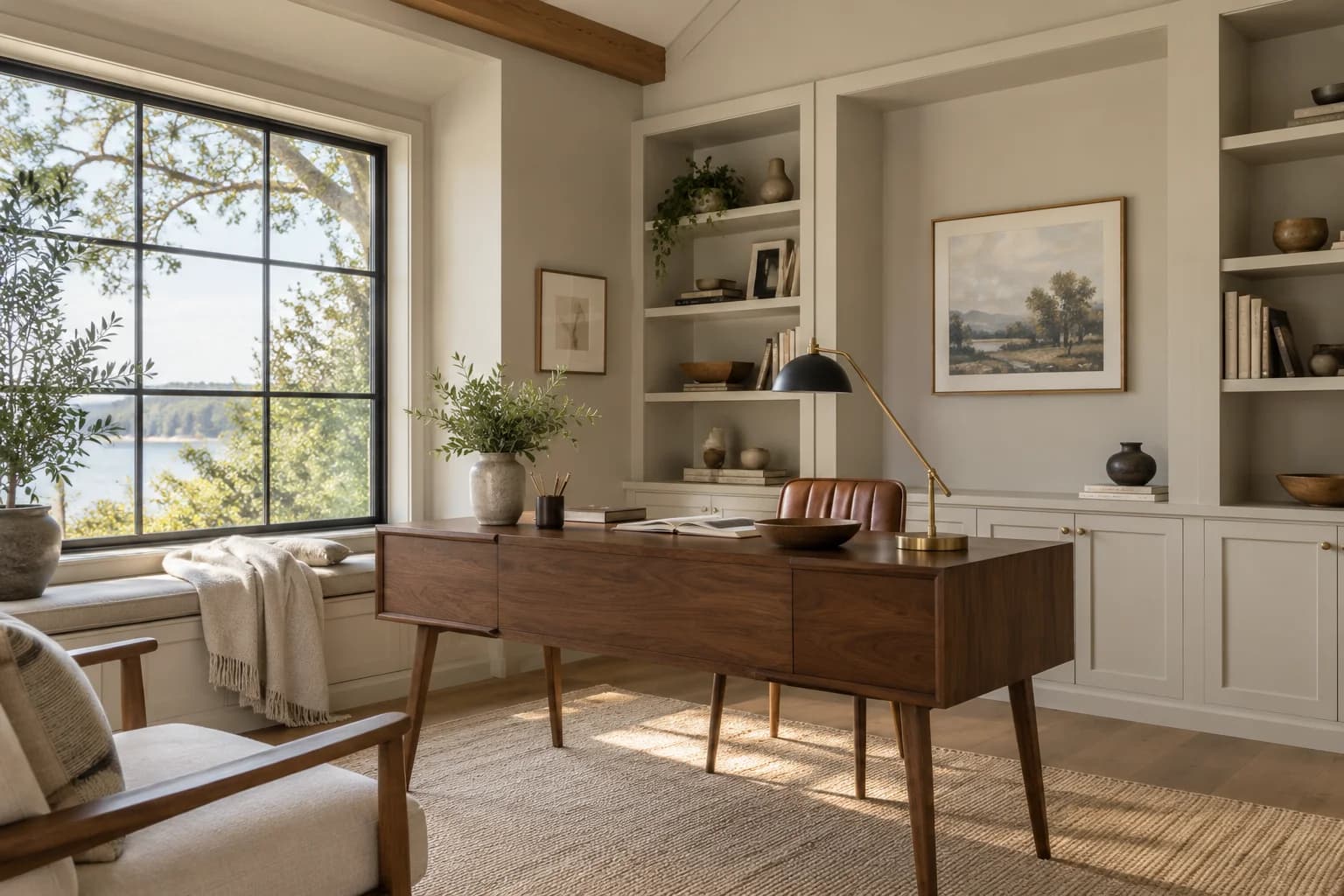 Home office featuring Edgecomb Gray paint