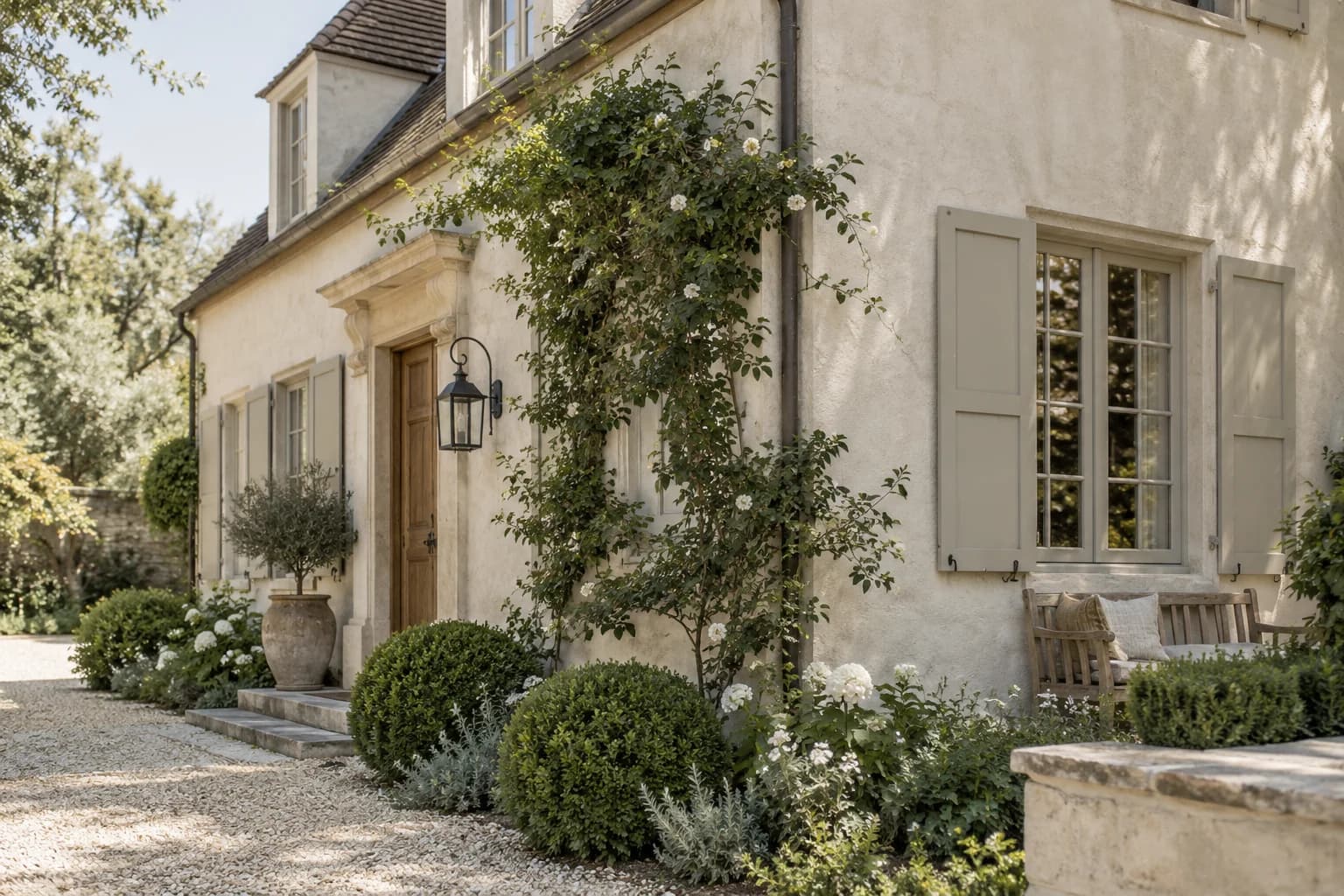 Shutters & trim featuring Edgecomb Gray paint