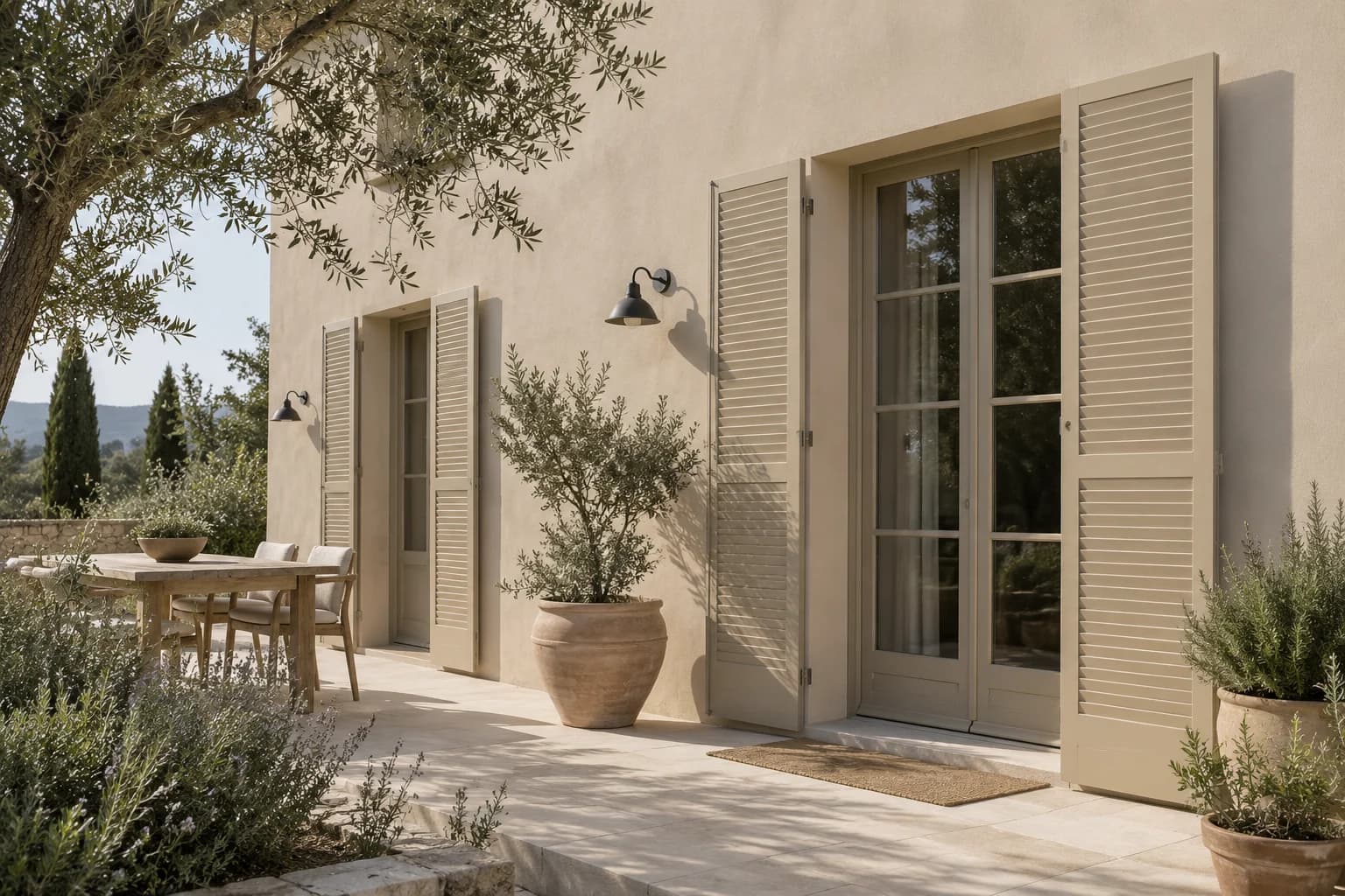 Shutters & trim featuring Manchester Tan paint
