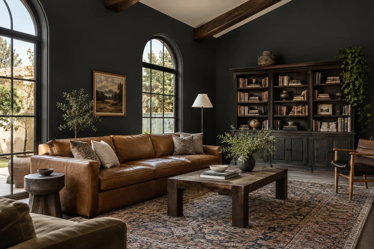 Onyx walls in a California Spanish living room