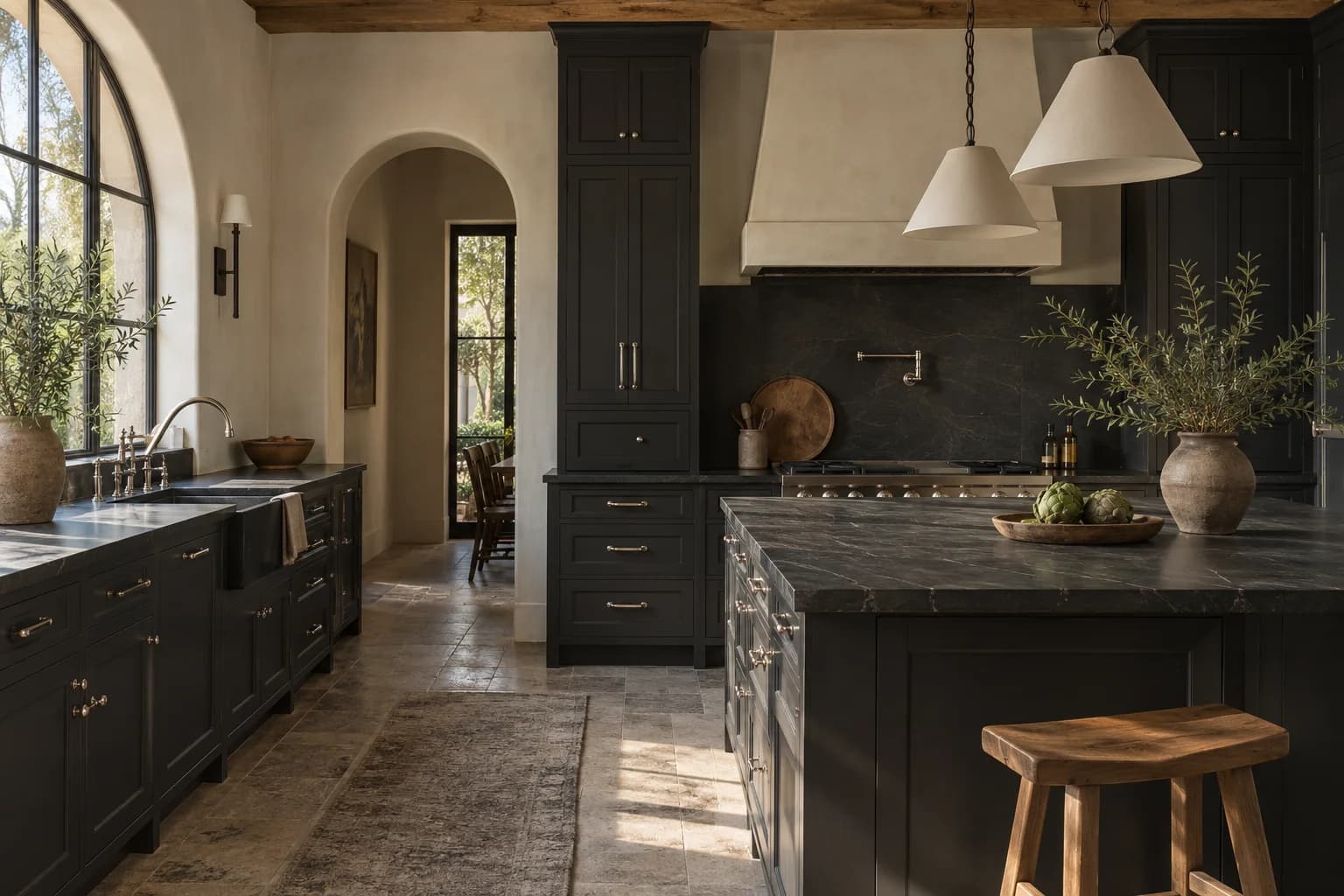 Kitchen cabinets featuring Onyx paint