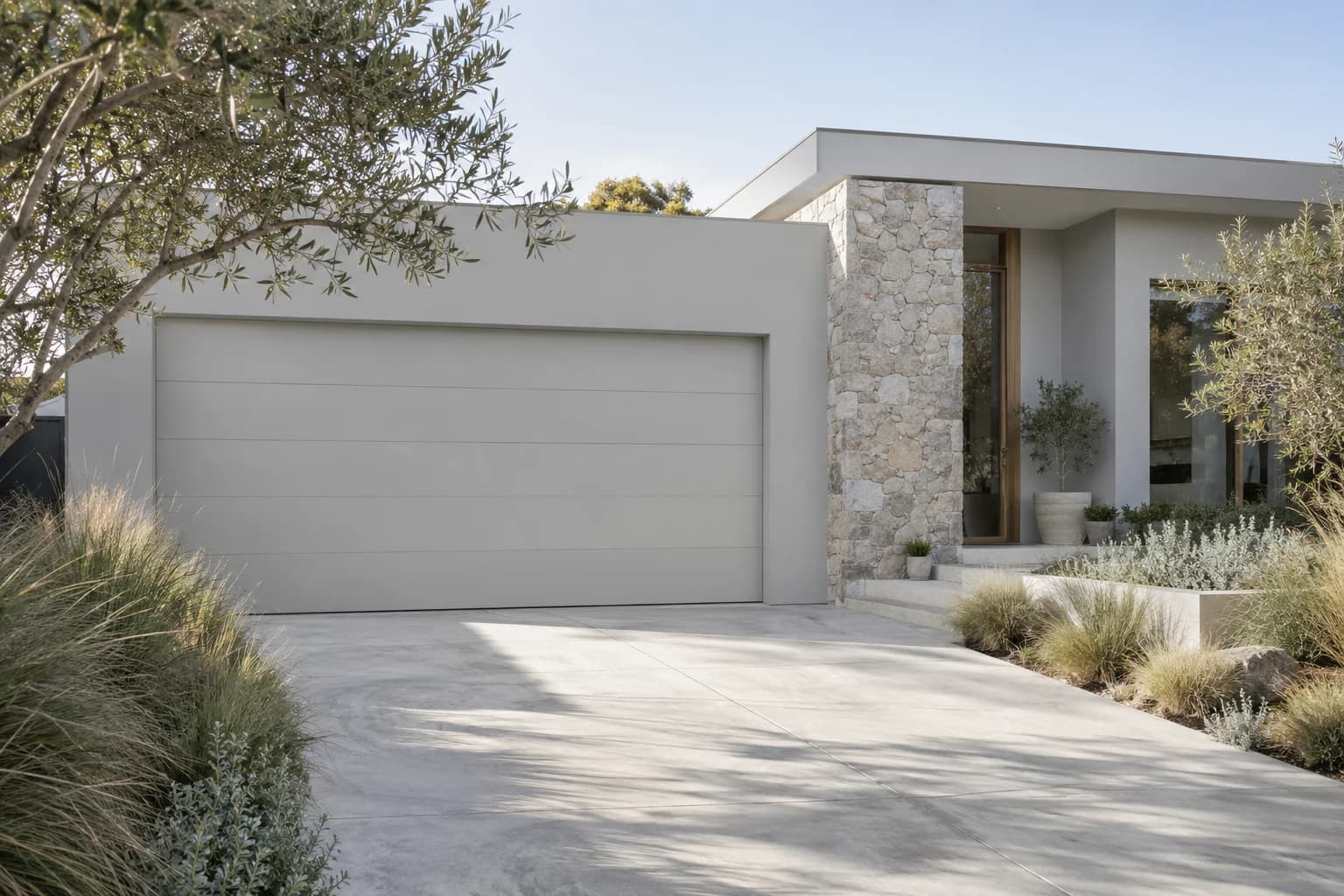 Garage door featuring Stonington Gray paint