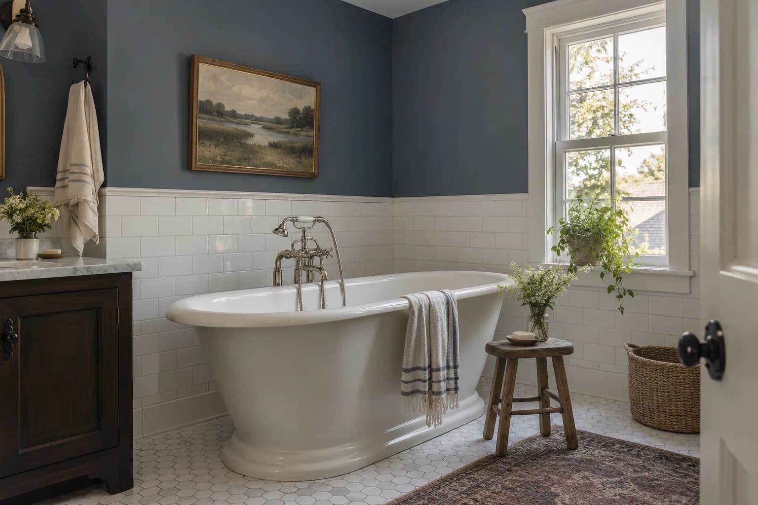 Bathroom featuring Van Deusen Blue paint