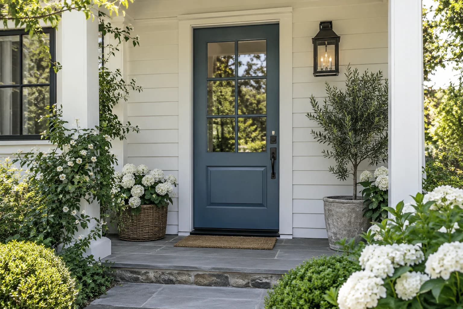 Front door featuring Van Deusen Blue paint