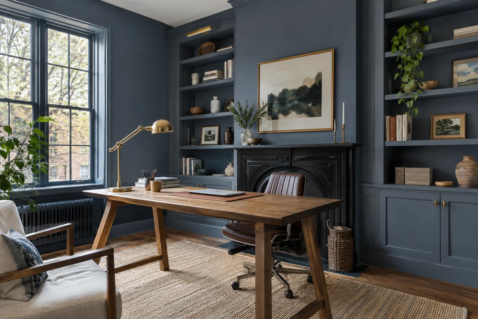 Home office featuring Van Deusen Blue paint