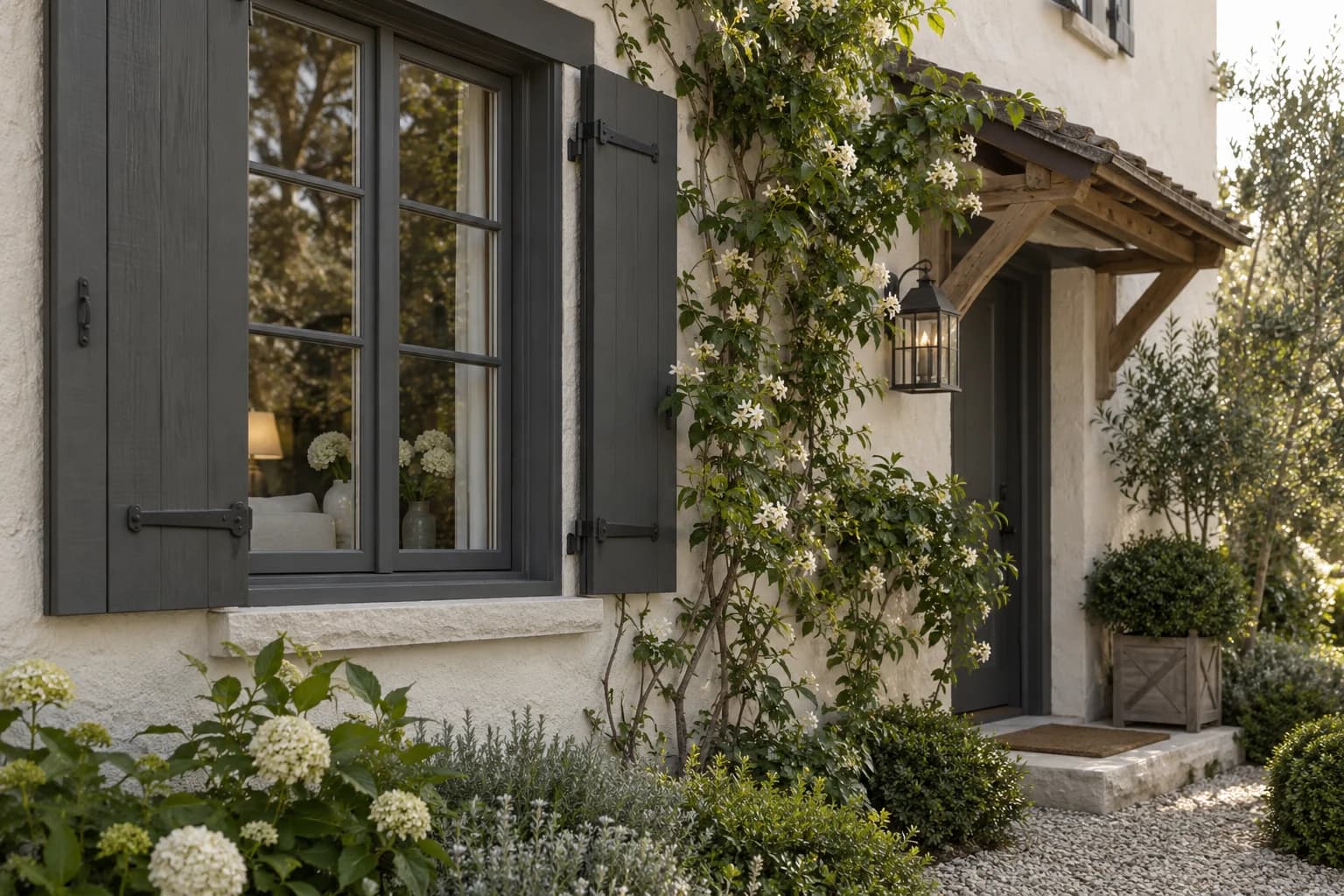 Shutters & trim featuring Wrought Iron paint