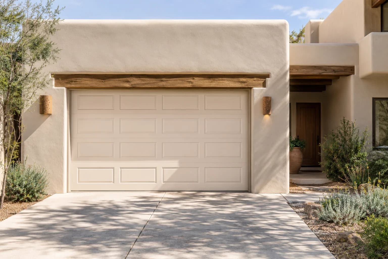 Garage door featuring Alabaster paint